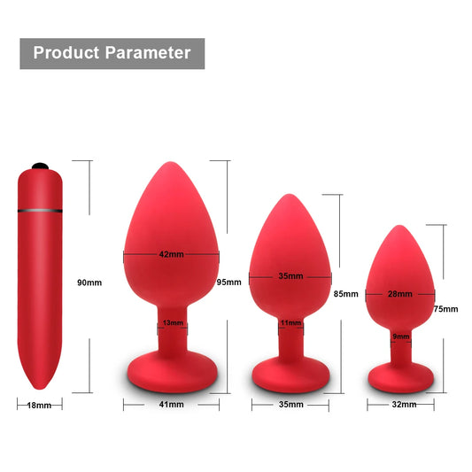 Kit Anal & Vibro 2 en 1 – Plugs anaux en silicone + mini bullet vibrant 10 vitesses