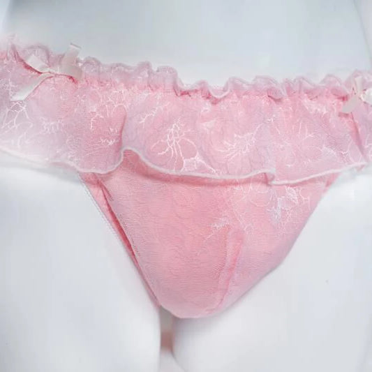 Culotte "Midnight Ruffle" – Lingerie en dentelle fine pour homme, look sissy chic