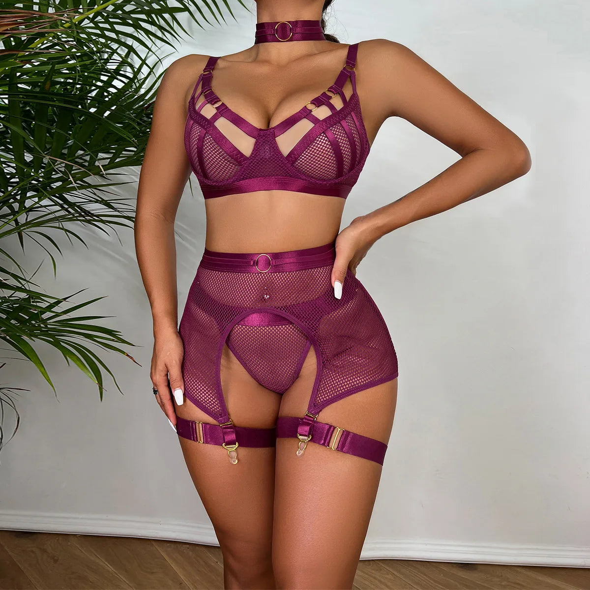 "Scarlet Empress" – Ensemble lingerie rouge sexy avec soutien-gorge, string et porte-jarretelles