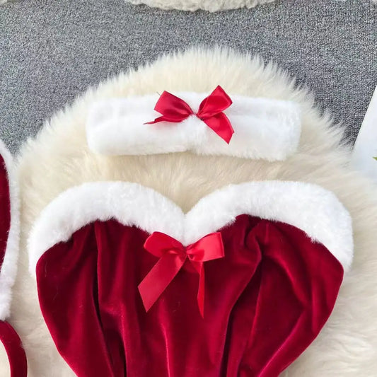 Ensemble Lingerie Saint-Valentin – Body Sexy en Dentelle & Satin avec Accessoires Rubans