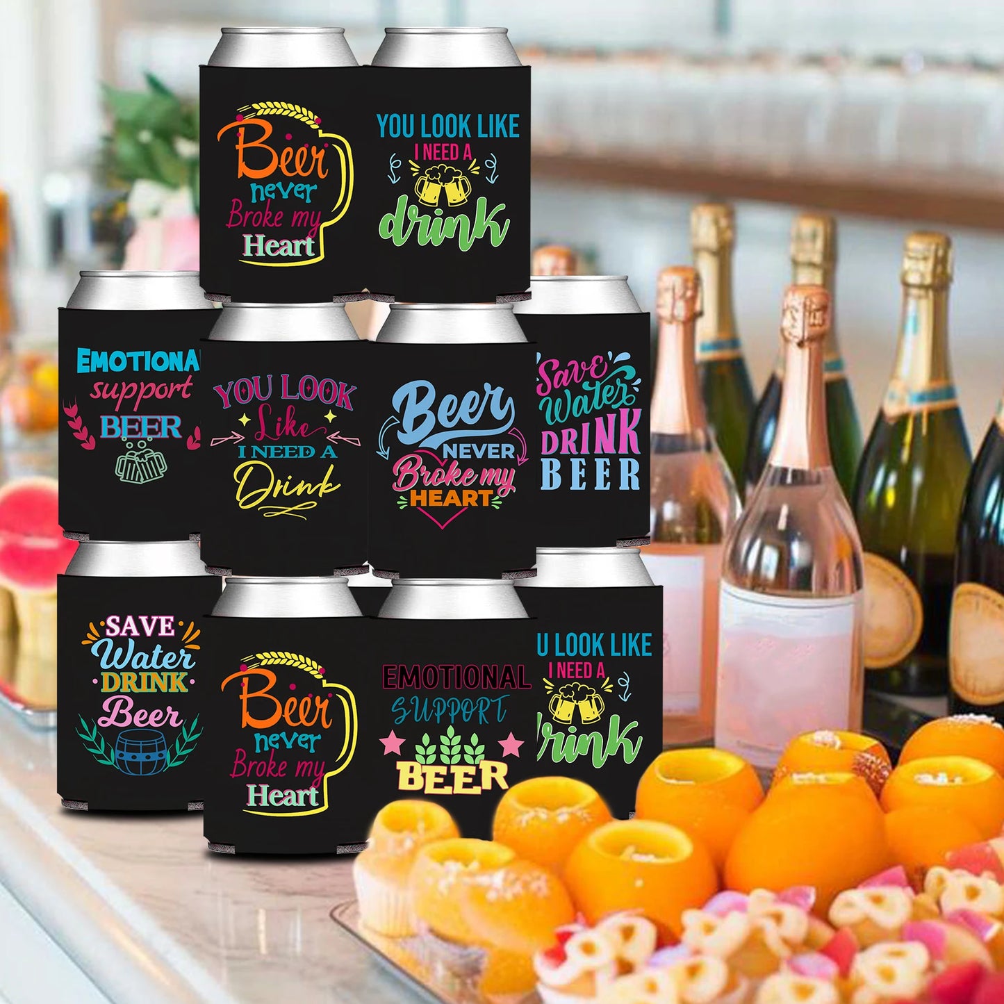 12 Manchons Isothermes Humoristiques – Thème Bière | Soirées, Enterrements de Vie de Garçon, Fêtes, Festivals