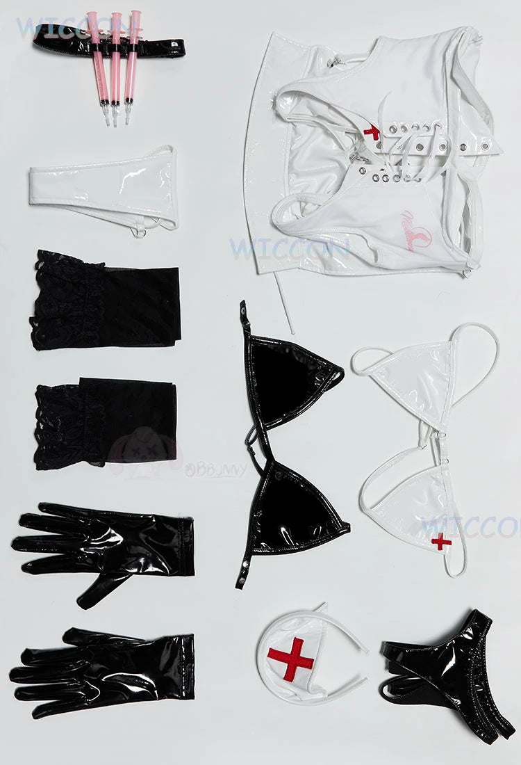 Cosplay Tifa Infirmière – Déguisement Sexy & Fidèle au Jeu – Ensemble Complet avec Perruque