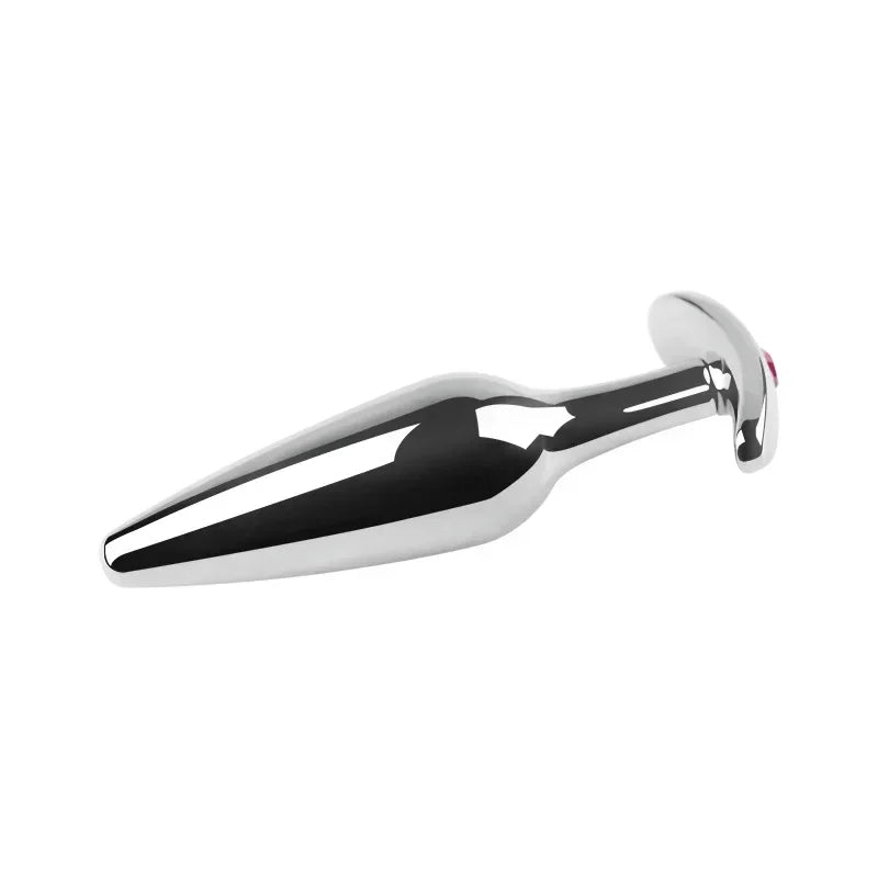 Plug Anal Métallique Anchor – 4 Tailles, Finition Chromée & Bijou Cristal | Aluminium Médical, Unisexe, Débutant à Expert