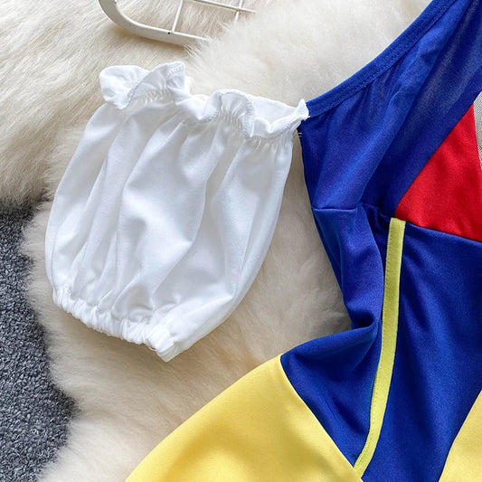 Robe Nuisette Cosplay "Princesse Défendue" – Déguisement Sexy à Épaules Dénudées, Style Blanche-Neige