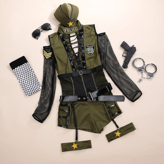 Uniforme Sexy Officier Militaire – Ensemble 7 pièces Rôle play & Lingerie Clubwear