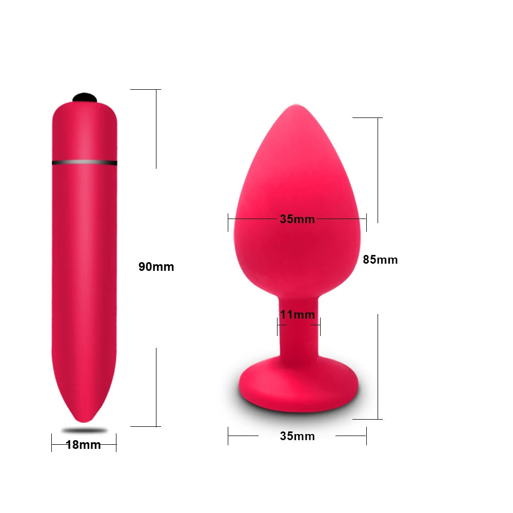 Kit Anal & Vibro 2 en 1 – Plugs anaux en silicone + mini bullet vibrant 10 vitesses