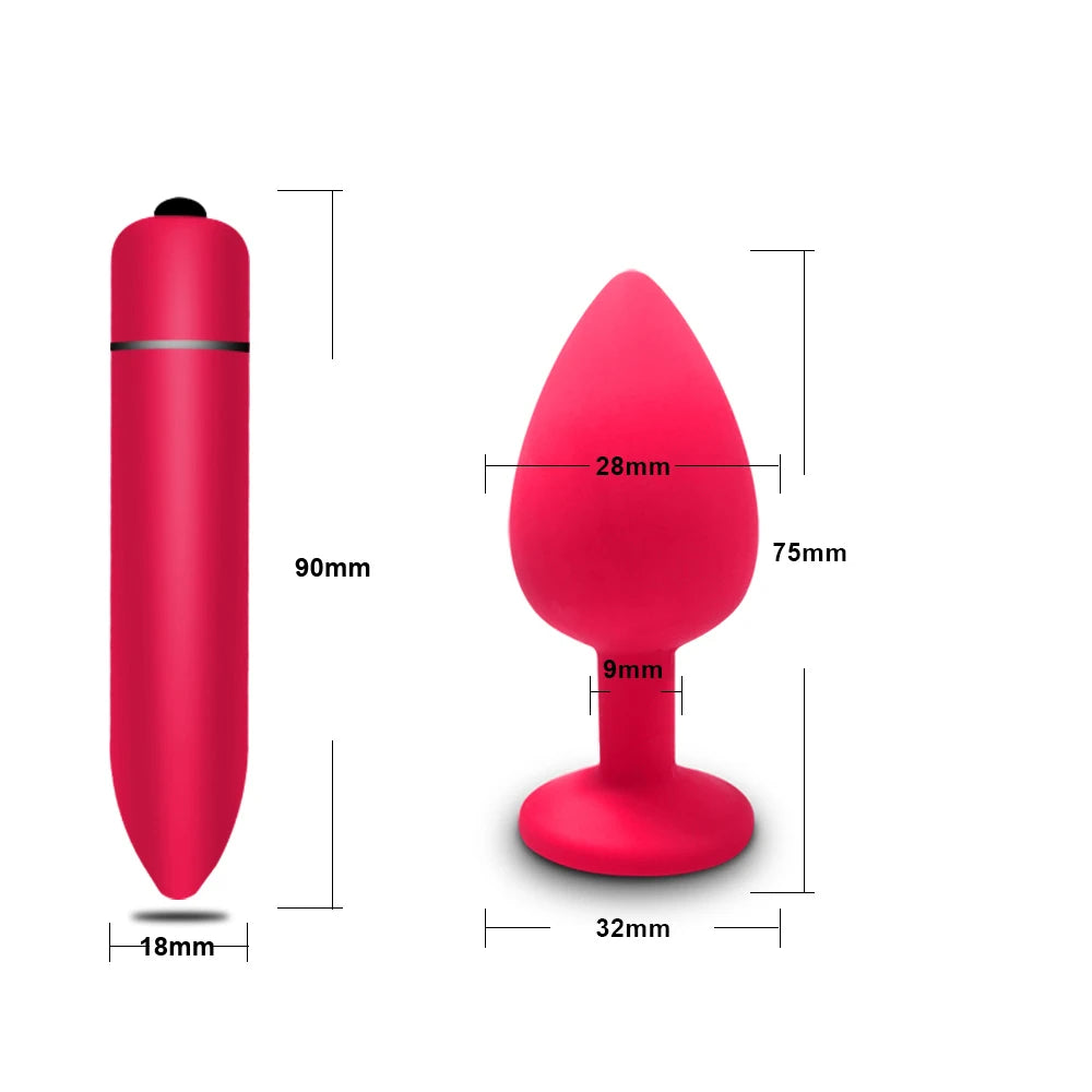 Kit Anal & Vibro 2 en 1 – Plugs anaux en silicone + mini bullet vibrant 10 vitesses