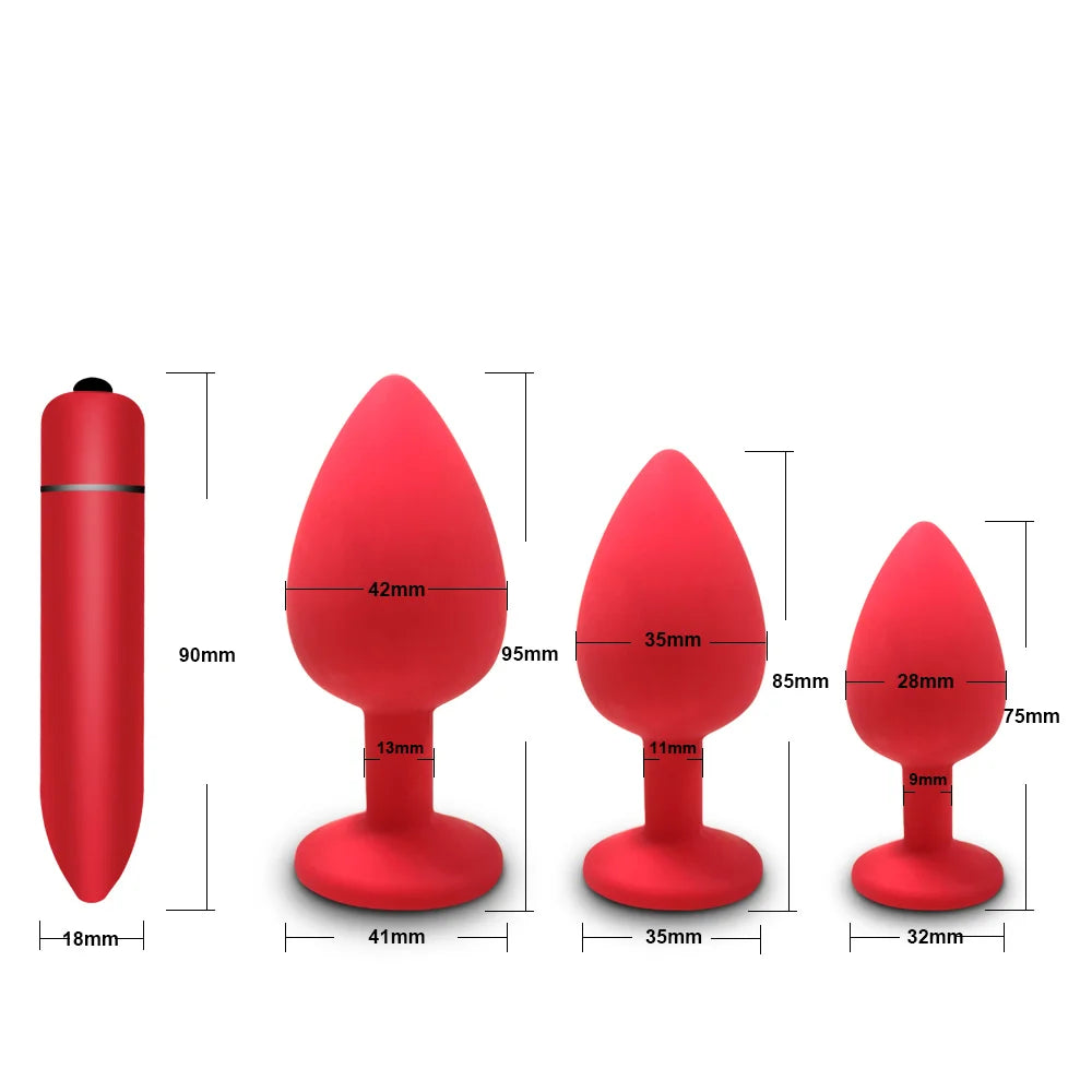 Kit Anal & Vibro 2 en 1 – Plugs anaux en silicone + mini bullet vibrant 10 vitesses