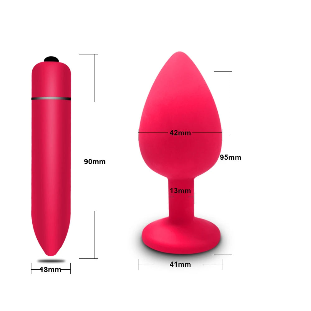 Kit Anal & Vibro 2 en 1 – Plugs anaux en silicone + mini bullet vibrant 10 vitesses