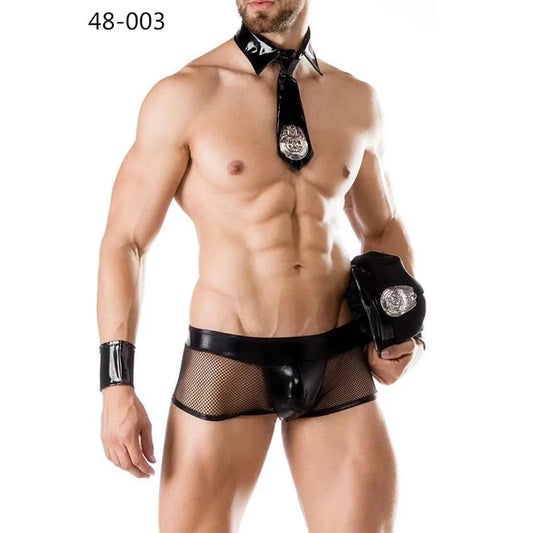 Costume Sexy Homme Multi-Métiers – Simili Cuir, Ensemble Roleplay 4 en 1