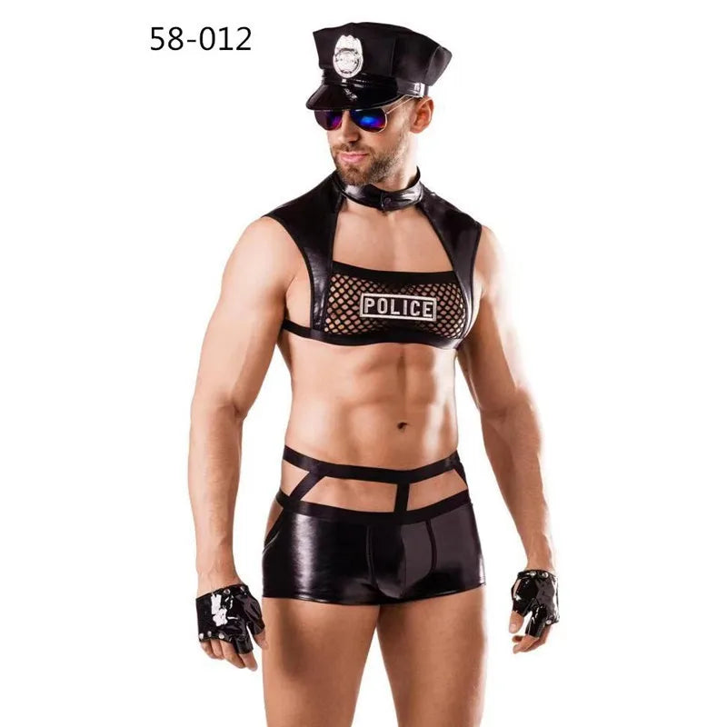 Costume Sexy Homme Multi-Métiers – Simili Cuir, Ensemble Roleplay 4 en 1