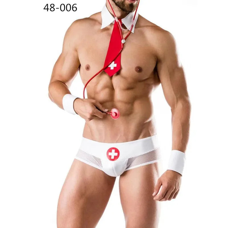 Costume Sexy Homme Multi-Métiers – Simili Cuir, Ensemble Roleplay 4 en 1