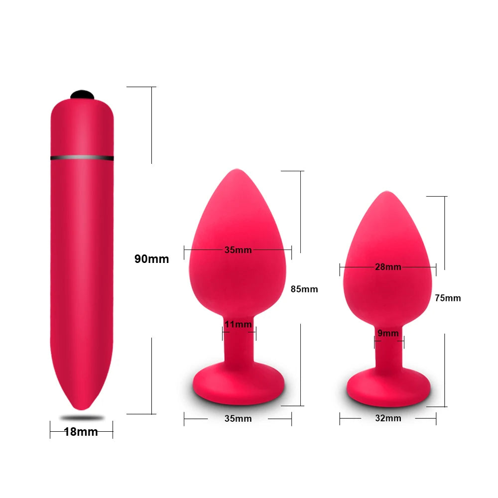 Kit Anal & Vibro 2 en 1 – Plugs anaux en silicone + mini bullet vibrant 10 vitesses