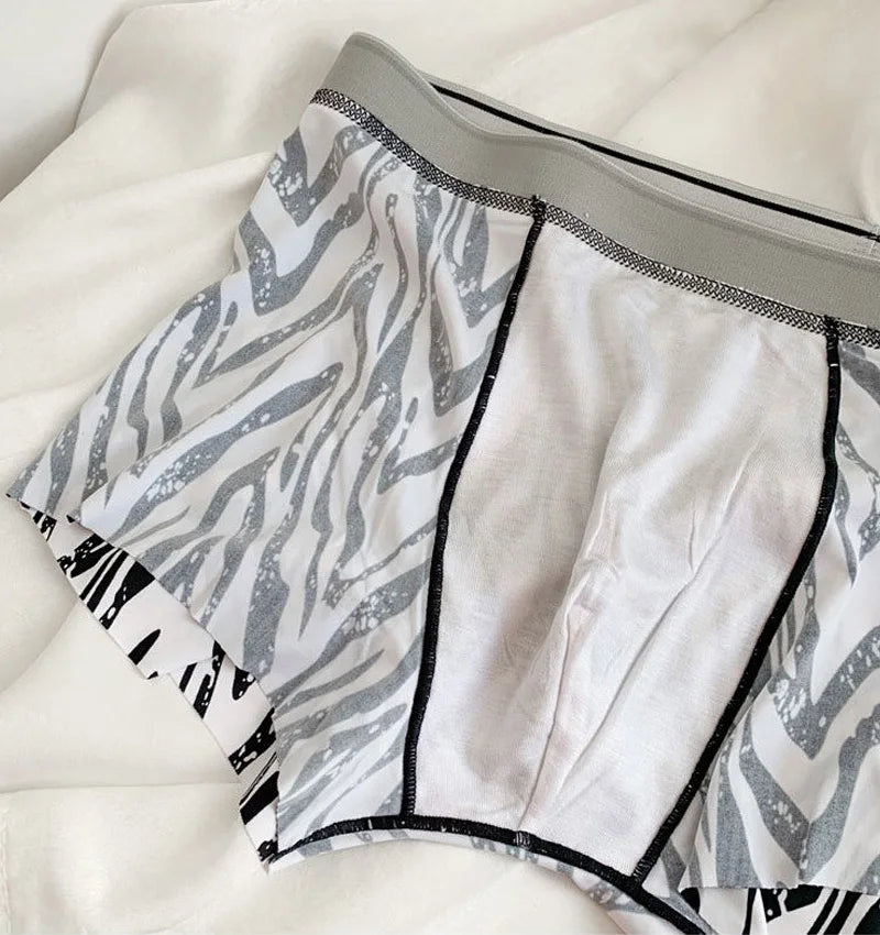 Ensemble sexy "Zebra Ice" – Sous-vêtements assortis pour couples en soie glacée
