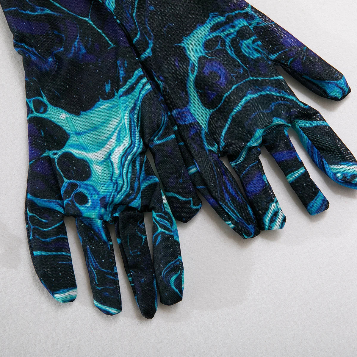 "Blue Flame" – Ensemble lingerie 5 pièces imprimé flamme avec gants & jambières