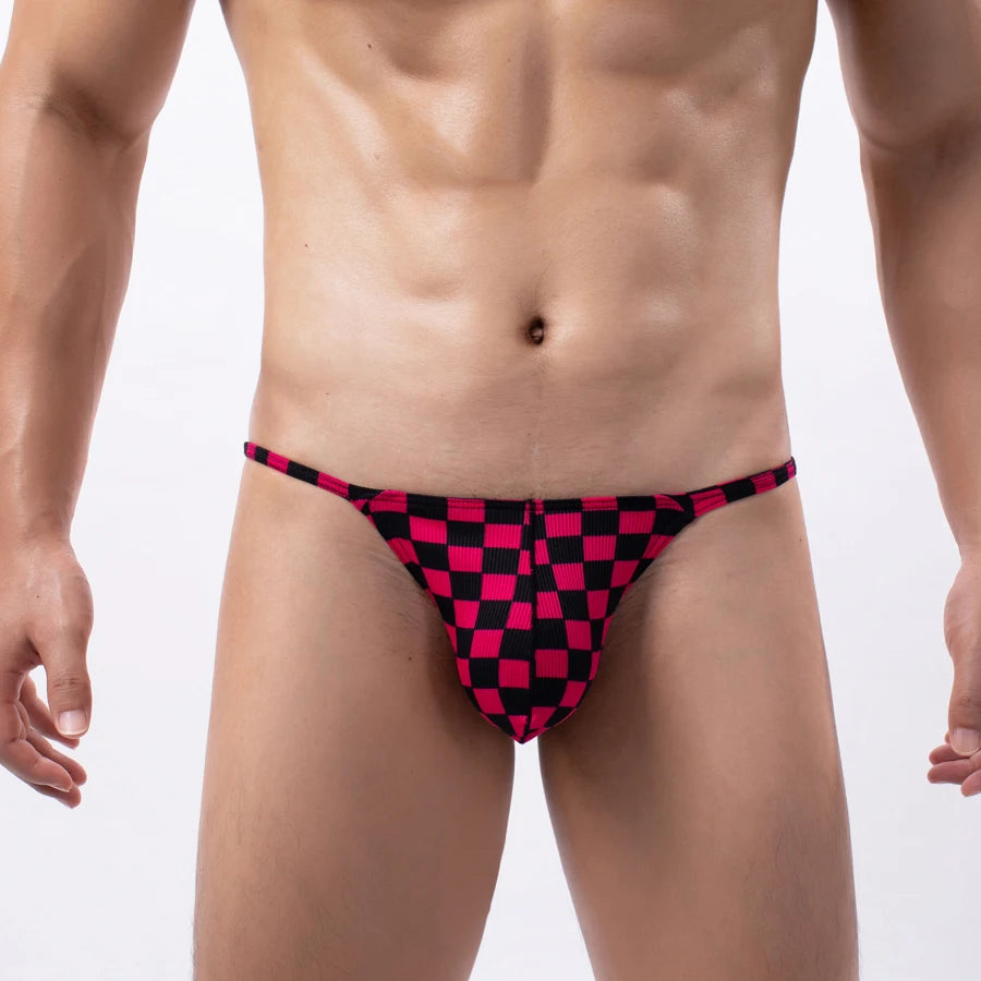 Slip “CheckMe” – Tanga Sexy Maille Respirante à Carreaux pour Homme