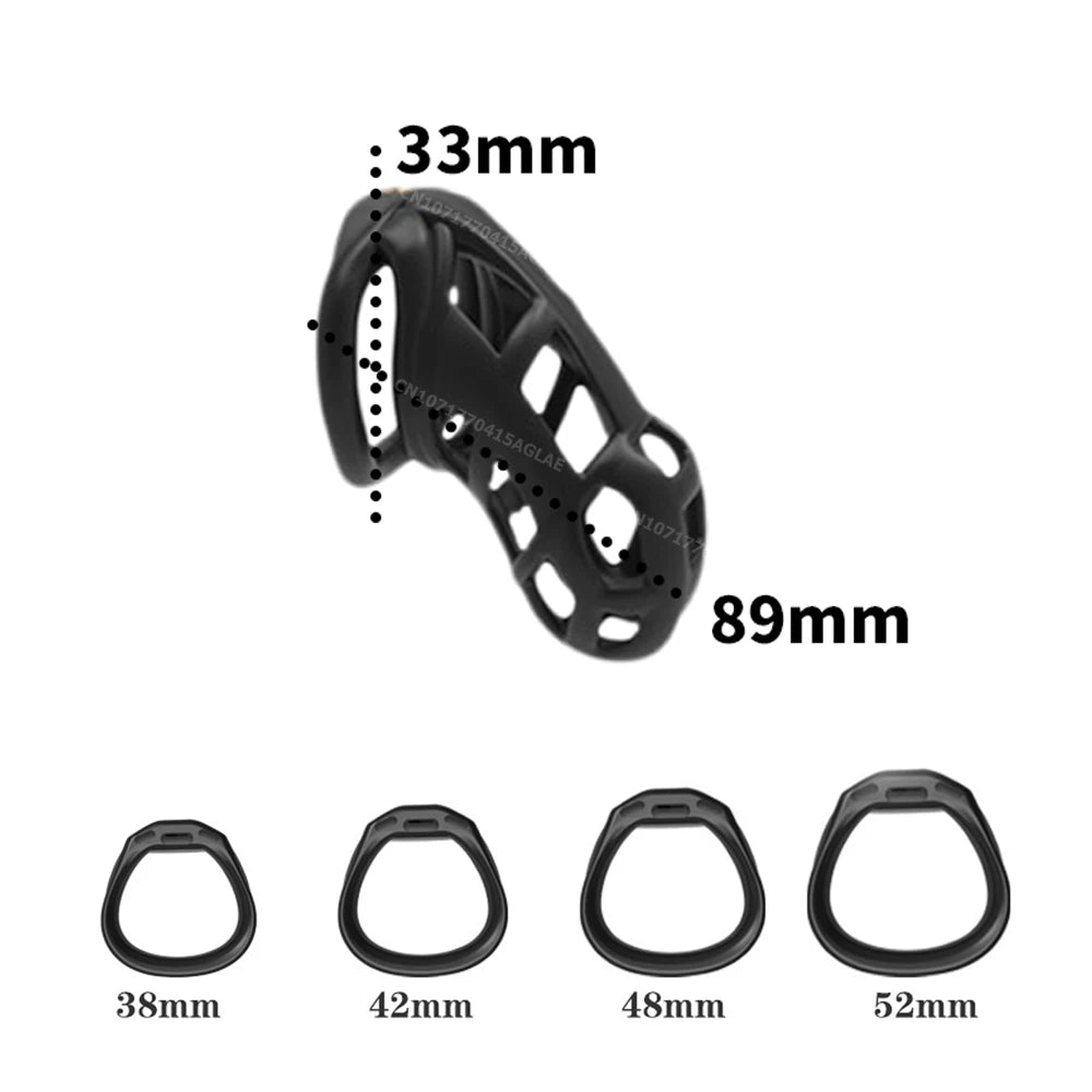 Cock Cage HESEKS – Dispositif de Chasteté Masculine avec Serrure Invisible et 4 Anneaux Ajustables | Design 3D Léger & Respirant