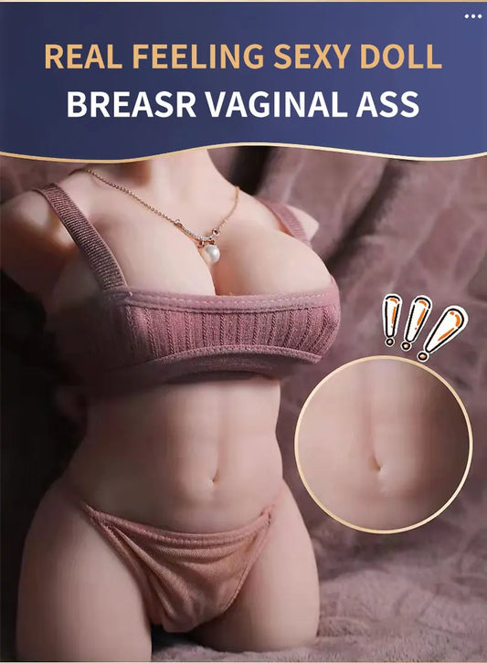 Masturbateur Demi-Corps Silicone – Double Canal Anal & Vaginal! Plongez dans une expérience sensorielle ultra-réaliste.