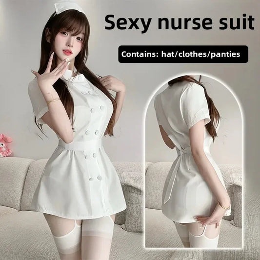 Uniforme Infirmière Sexy « Pure Love » – Déguisement Blanc Angélique avec Robe Courte et Accessoires