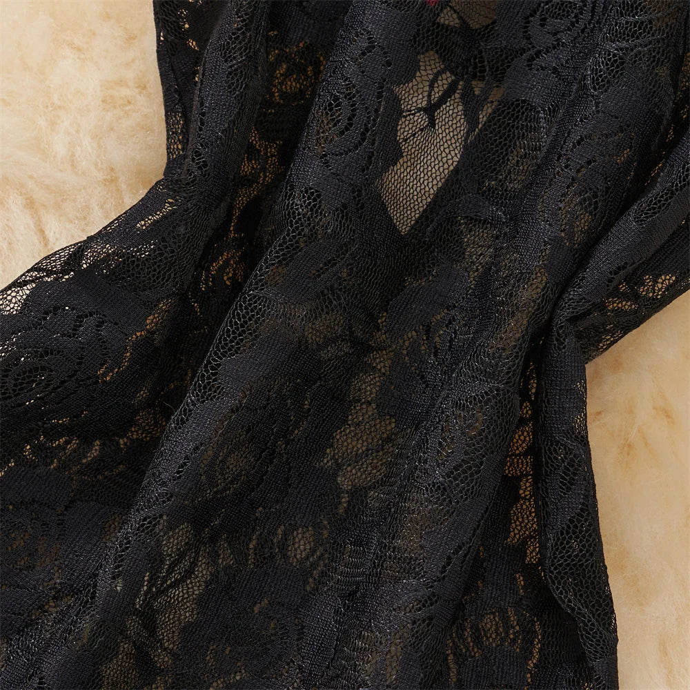 Nuisette Noire Dentelle Dos Nu – Coupe A Mini Vintage & Ultra Glamour