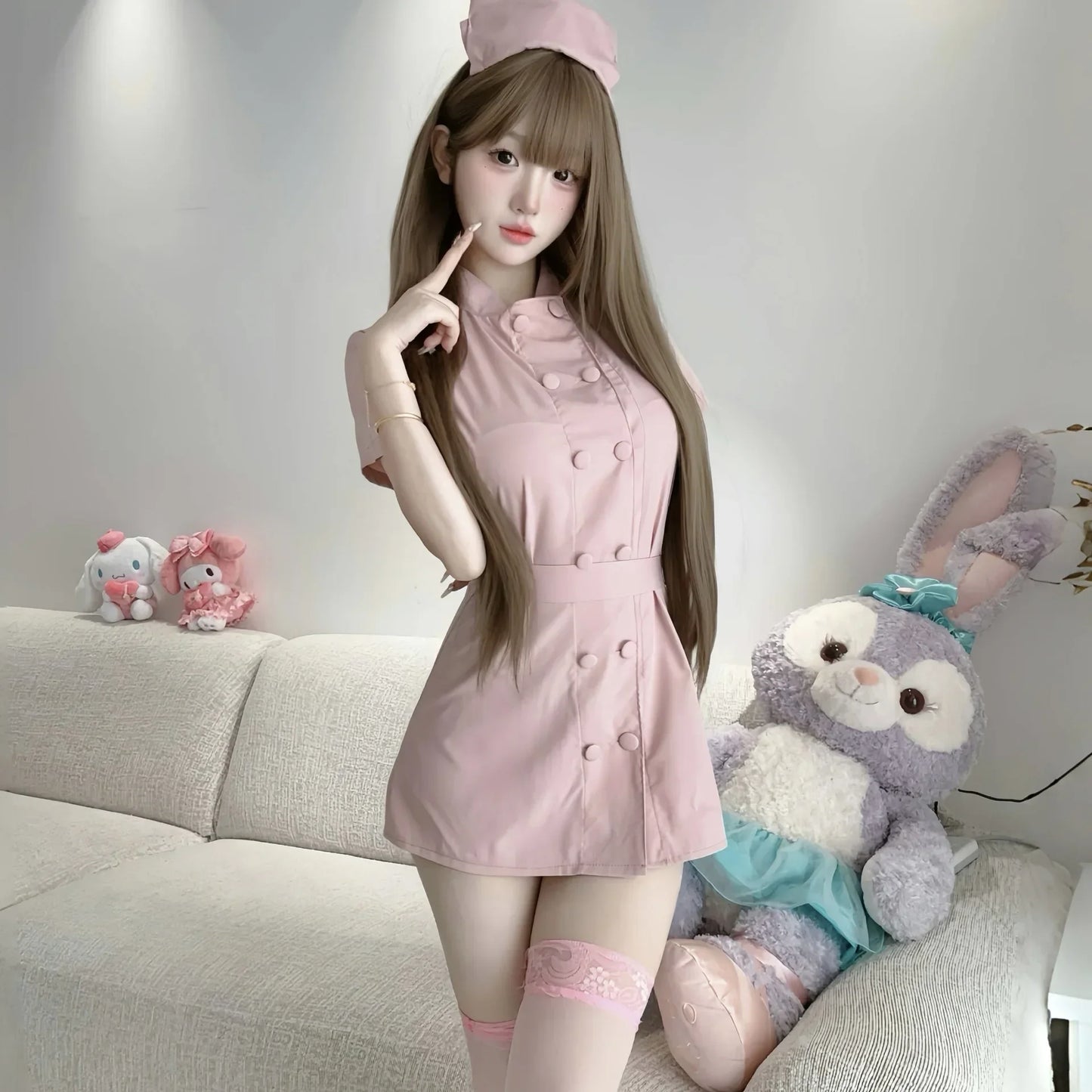 Uniforme Infirmière Sexy « Pure Love » – Déguisement Blanc Angélique avec Robe Courte et Accessoires