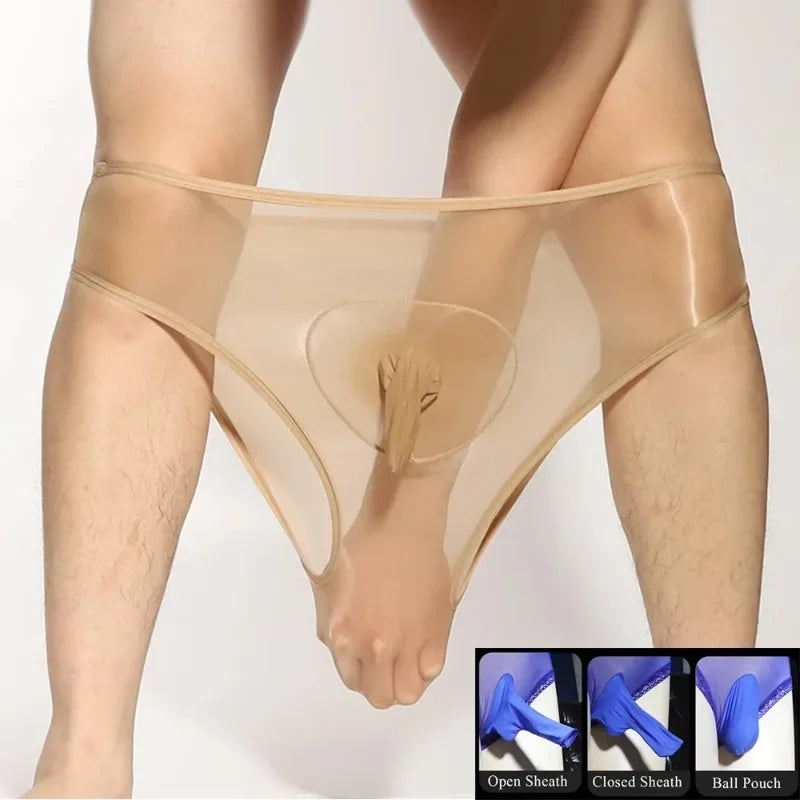 Slip Transparent Brillant pour Homme – Effet Seconde Peau & Maintien Érotique