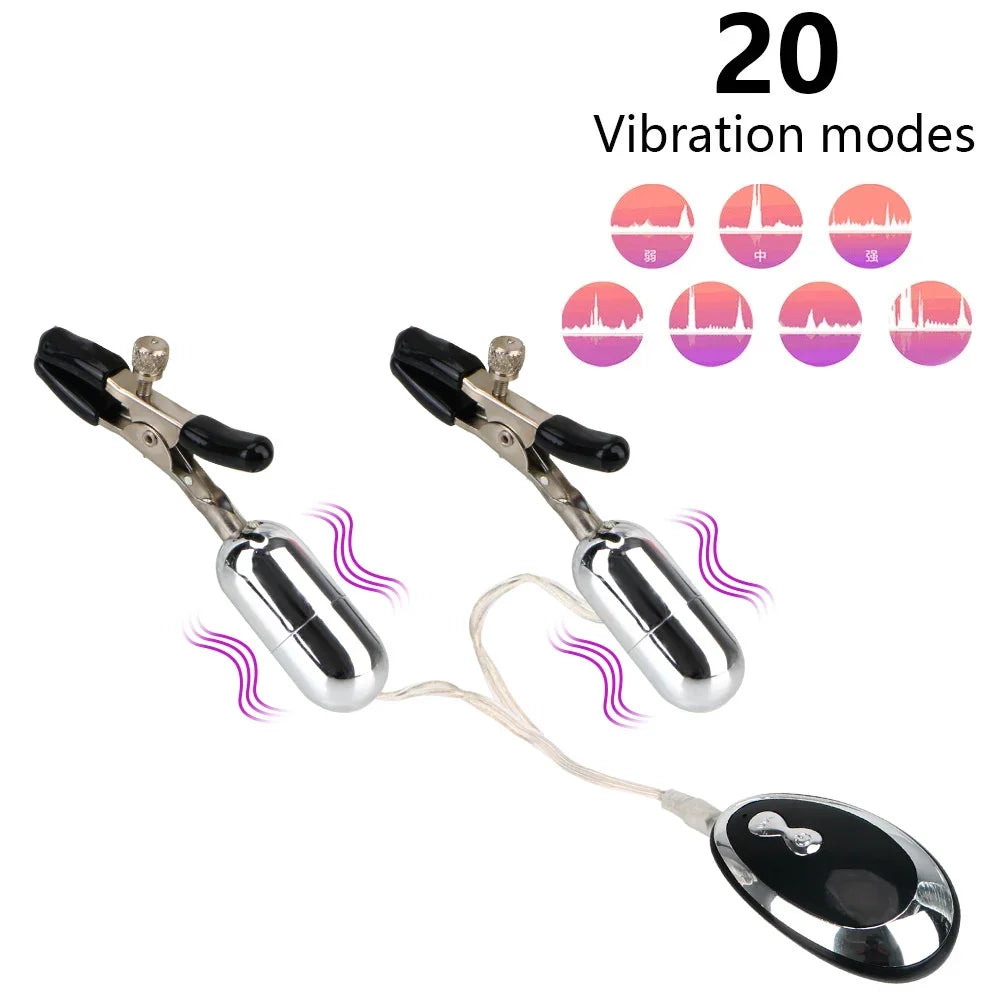 Stimulateur Vibrant à Pinces pour Seins – 10 Vitesses, Silicone Médical, Plaisir Ciblé pour Couples