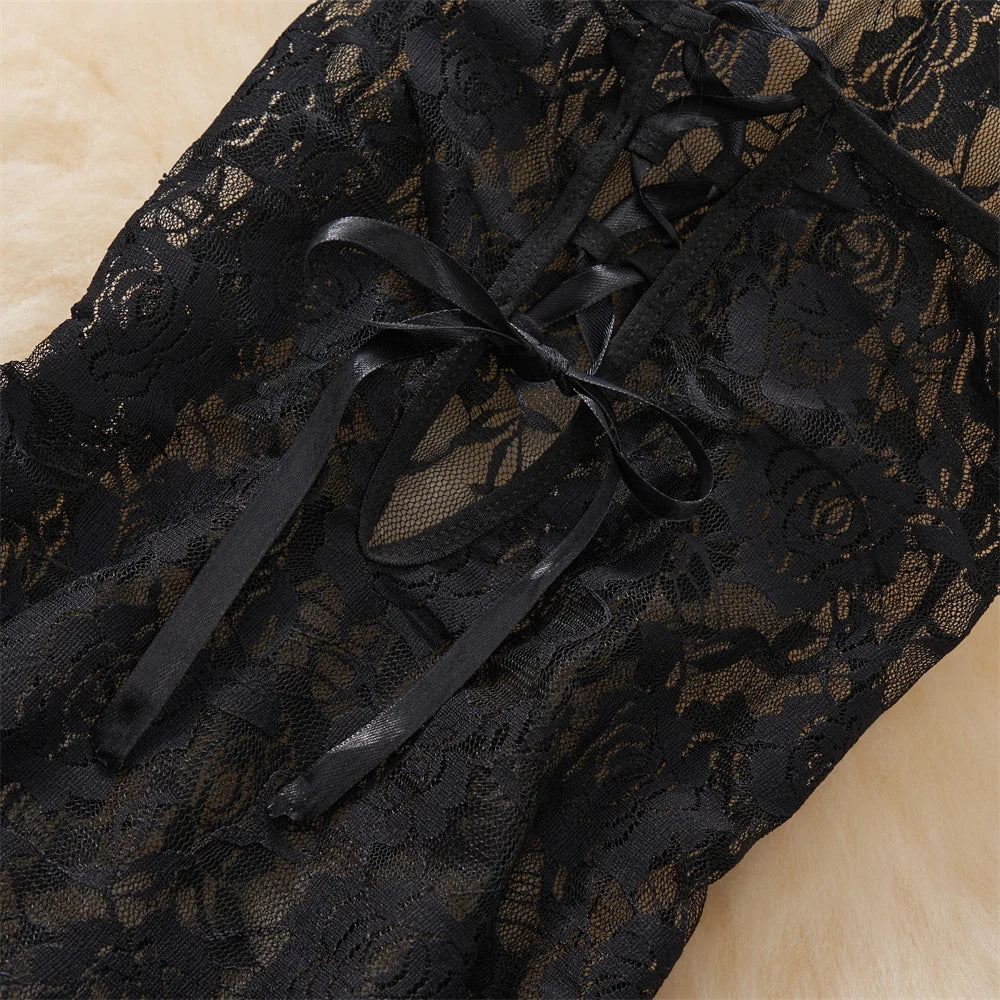 Nuisette Noire Dentelle Dos Nu – Coupe A Mini Vintage & Ultra Glamour