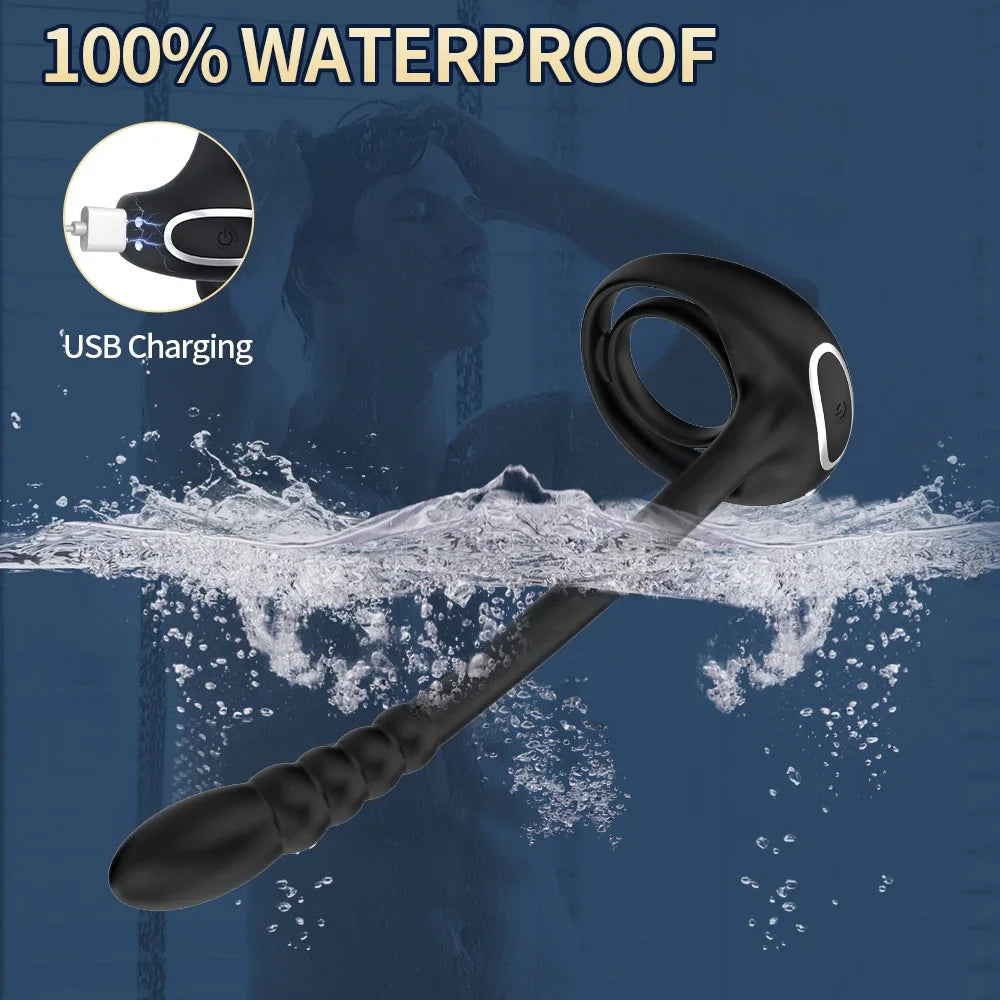 Vibromasseur Connecté avec Anneau Pénien – Stimulation Prostate & Testicules | Contrôle via App Bluetooth, Sextoy pour Homme