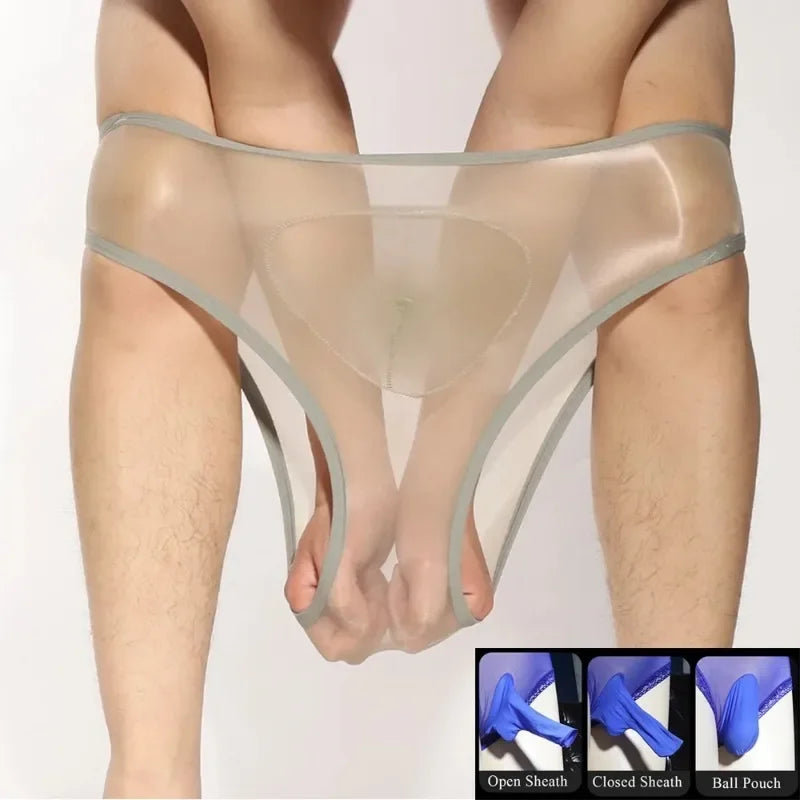 Slip Transparent Brillant pour Homme – Effet Seconde Peau & Maintien Érotique