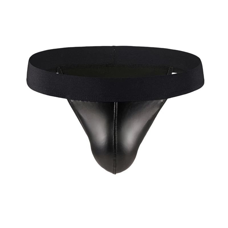 Slip "Dark Desire" – Sous-vêtement masculin en simili cuir, ceinture large et coupe U