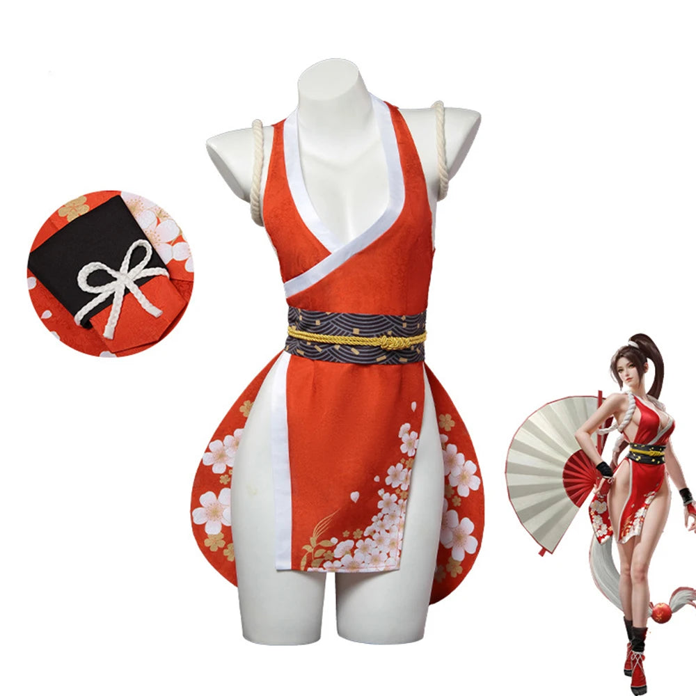 Cosplay Sexy Mai Shiranui – Costume Féminin Inspiré d'Anime | Déguisement Complet + Perruque | Fantaisie, Halloween, Roleplay Adulte