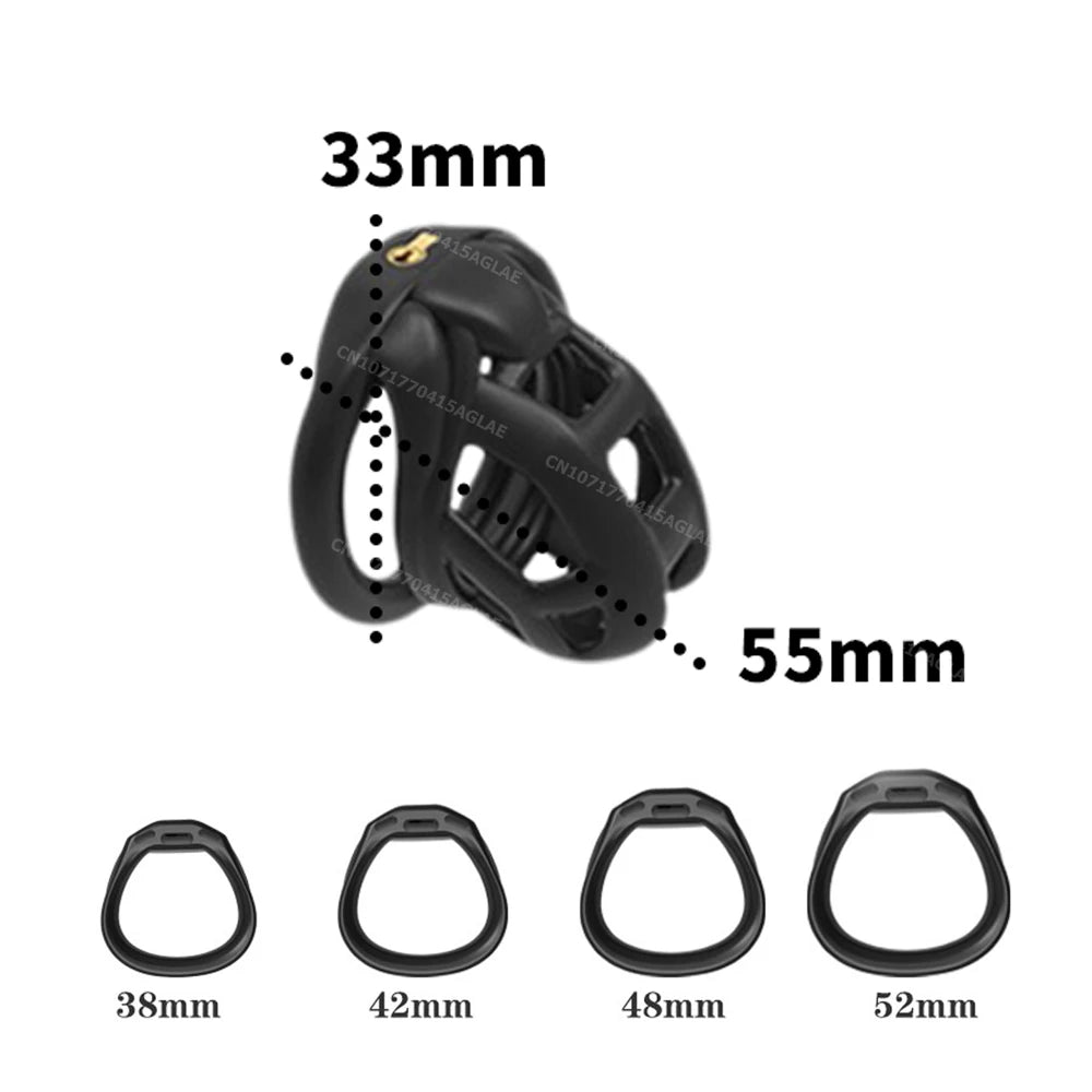 Cock Cage HESEKS – Dispositif de Chasteté Masculine avec Serrure Invisible et 4 Anneaux Ajustables | Design 3D Léger & Respirant