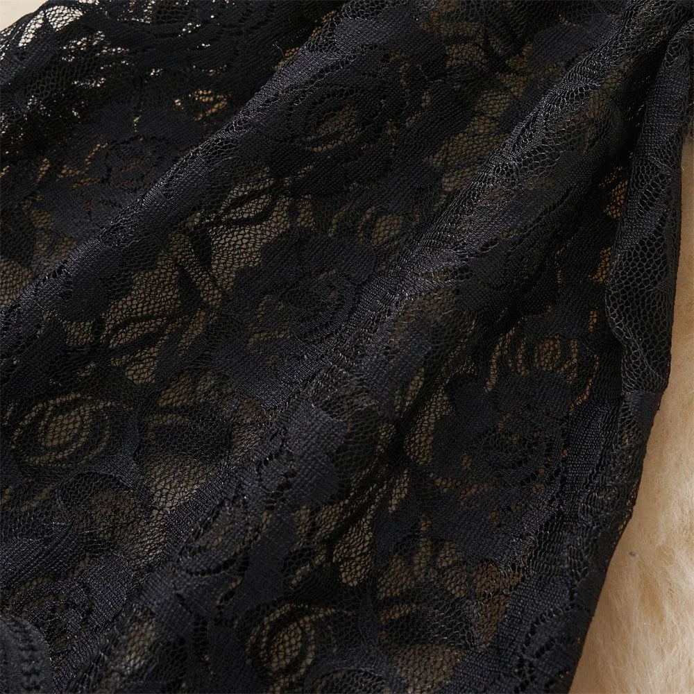 Nuisette Noire Dentelle Dos Nu – Coupe A Mini Vintage & Ultra Glamour