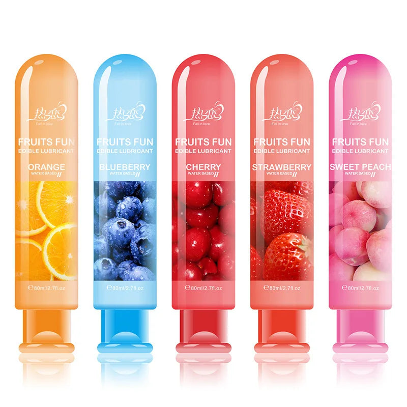 Lubrifiant Intime Comestible 80ml - Gel à Base d’Eau Saveur Fruits | Lubrification Longue Durée & Facile à Nettoyer