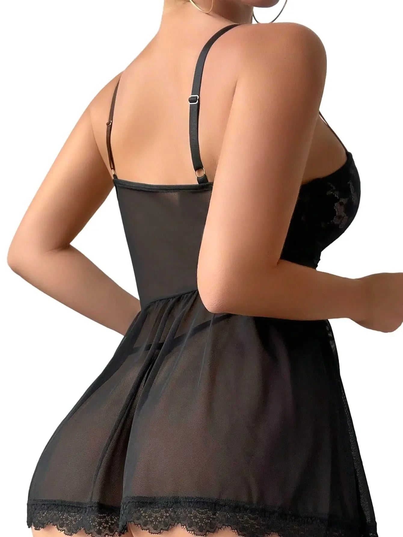 "Rouge Passion" – Nuisette bustier sexy sans armatures avec jarretelles et culotte assortie