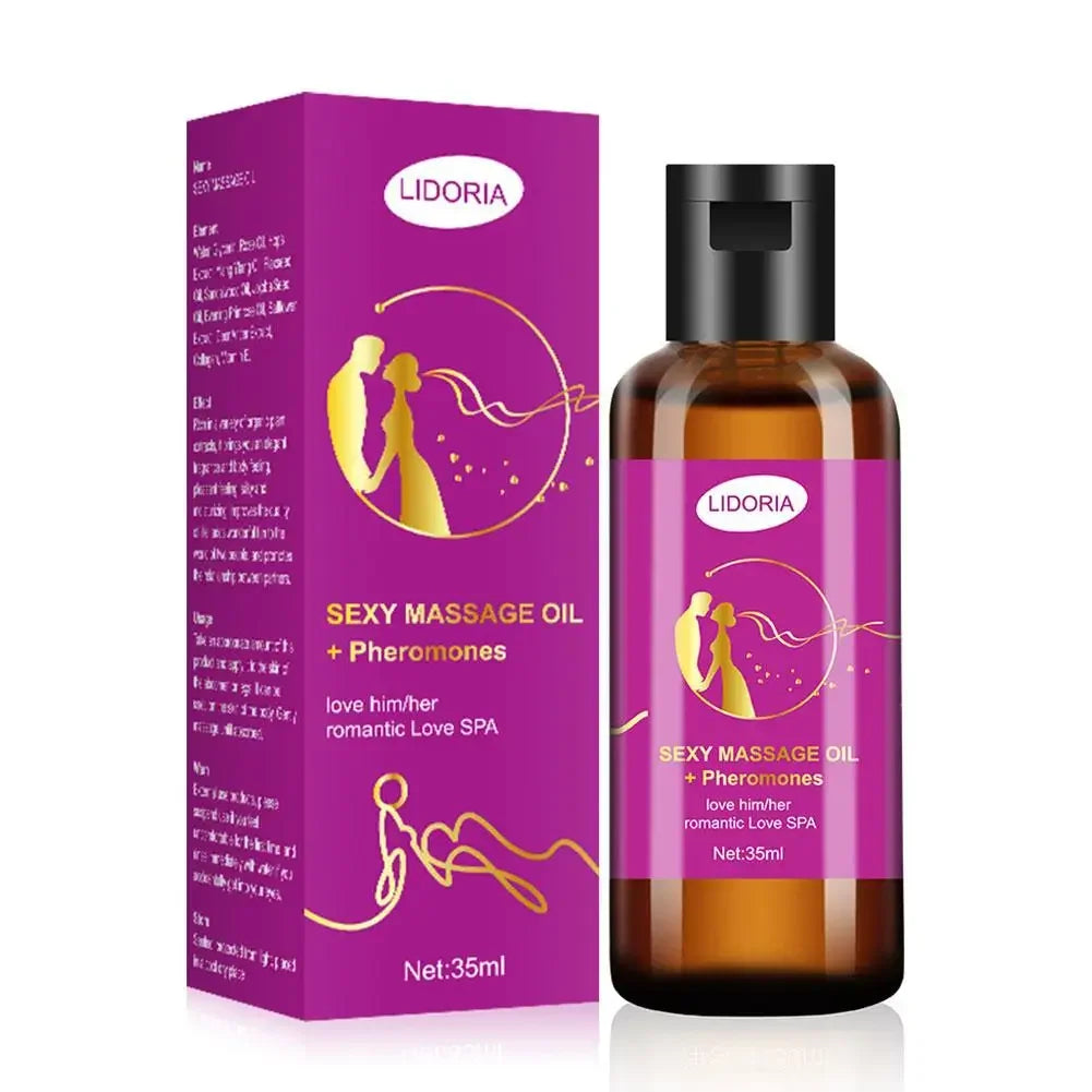 Huile de Massage aux Phéromones – Rose & Plantes Naturelles – Élixir Sensuel 35ml