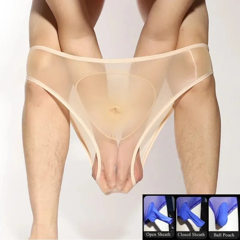 Slip Transparent Brillant pour Homme – Effet Seconde Peau & Maintien Érotique