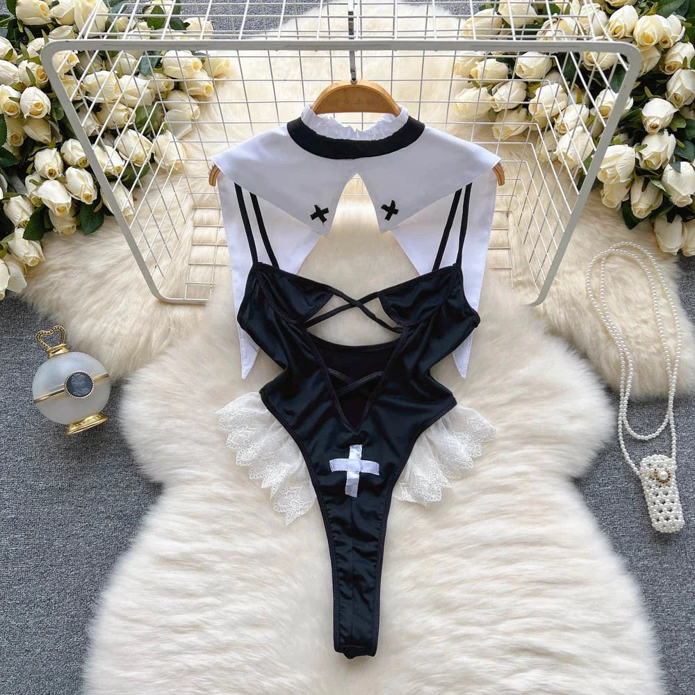 Body Sexy Bunny Girl – Ensemble Clubwear en Similicuir et Dentelle, Cosplay Nocturne Glamour