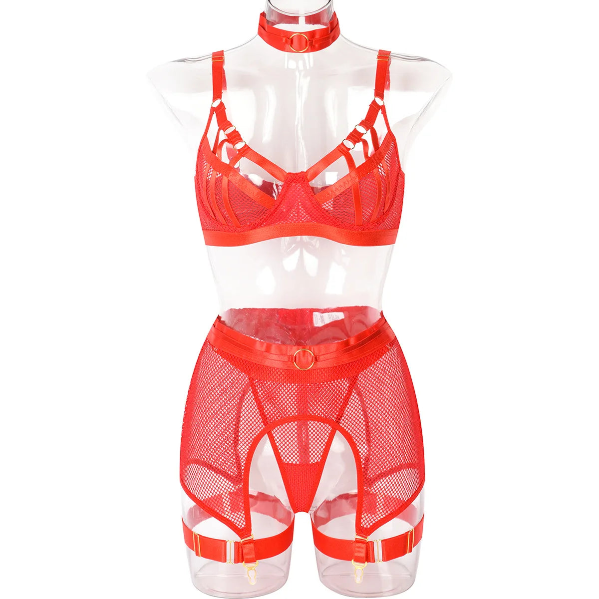 "Scarlet Empress" – Ensemble lingerie rouge sexy avec soutien-gorge, string et porte-jarretelles