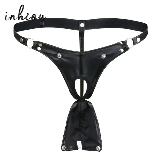 "Dark Hole" – String cuir ouvert pour homme, échancré et provocateur