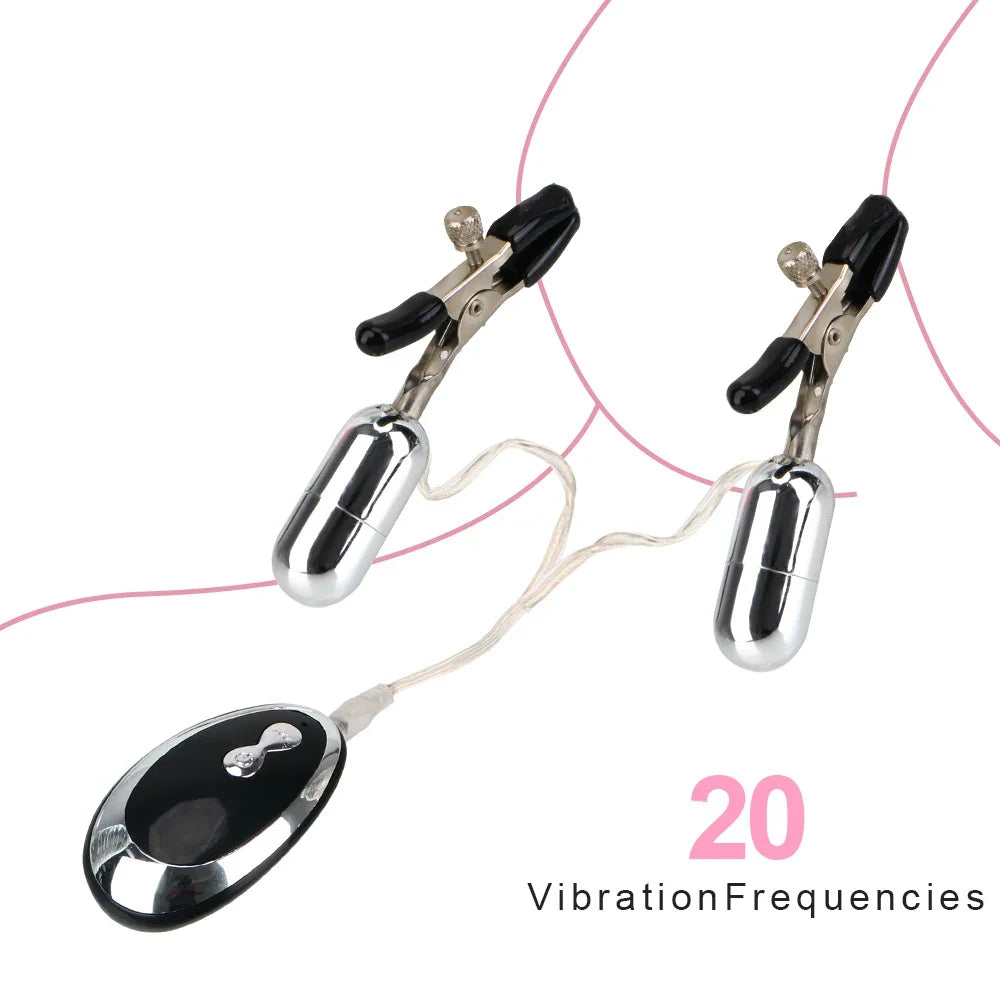 Stimulateur Vibrant à Pinces pour Seins – 10 Vitesses, Silicone Médical, Plaisir Ciblé pour Couples