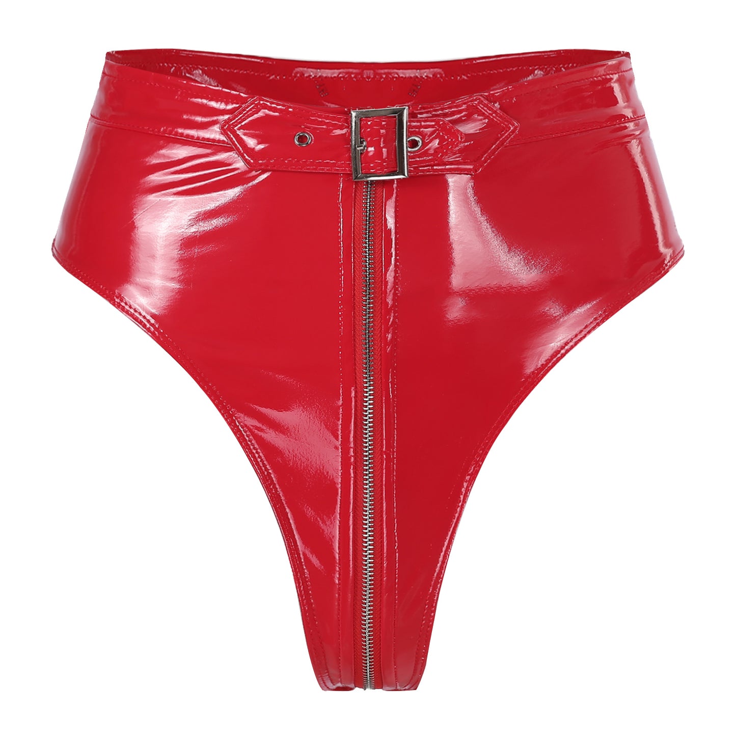 "Panthera Nocturne" – Culotte taille haute effet latex avec fermeture éclair et ceinture intégrée