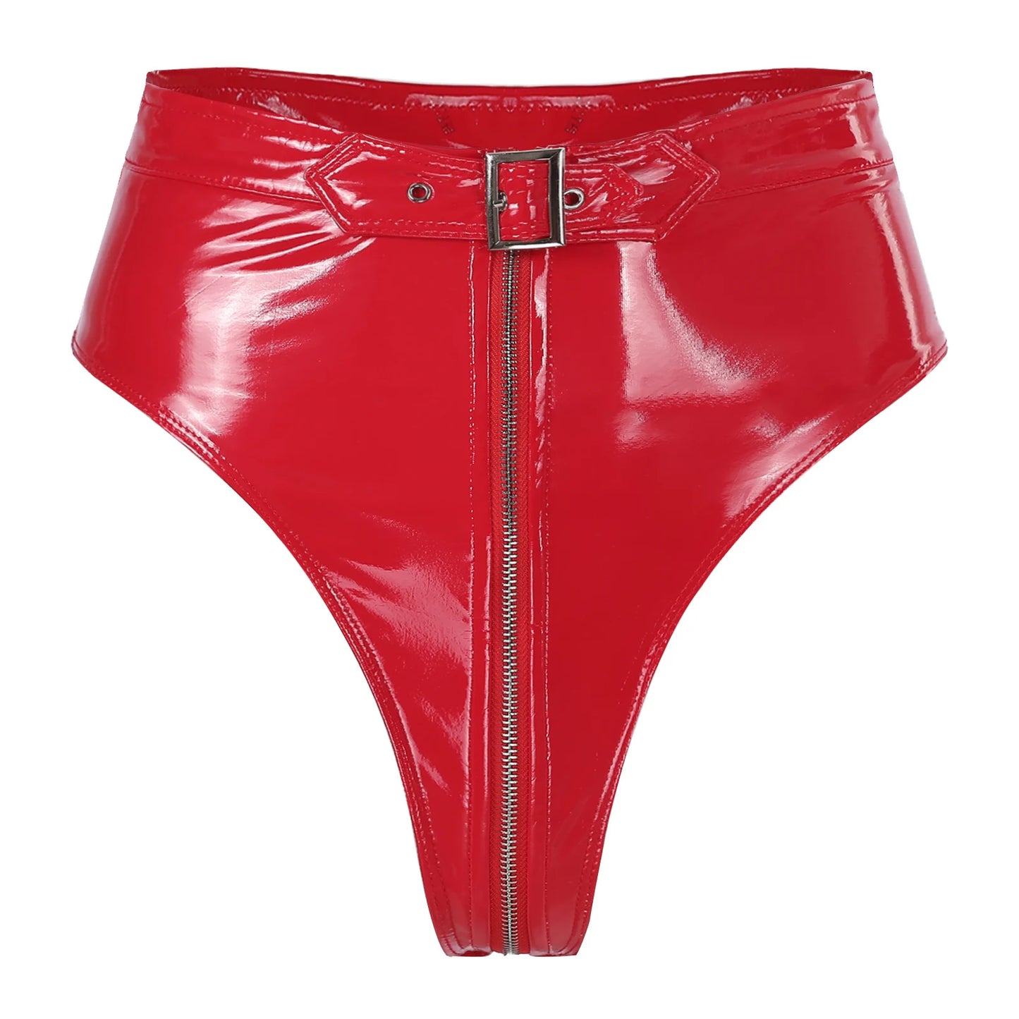 "Panthera Nocturne" – Culotte taille haute effet latex avec fermeture éclair et ceinture intégrée