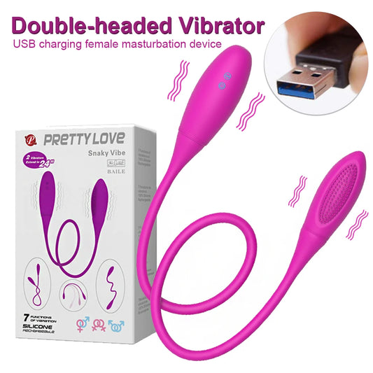 Vibromasseur Double Tête USB – Stimulation Clitoris & Point G | Sextoy Silencieux en Silicone pour Femme & Couple