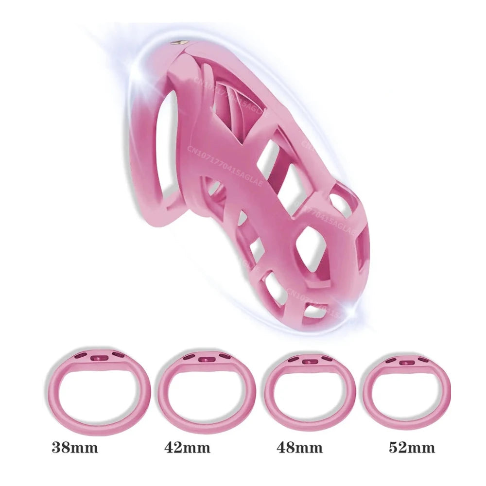 Cock Cage HESEKS – Dispositif de Chasteté Masculine avec Serrure Invisible et 4 Anneaux Ajustables | Design 3D Léger & Respirant