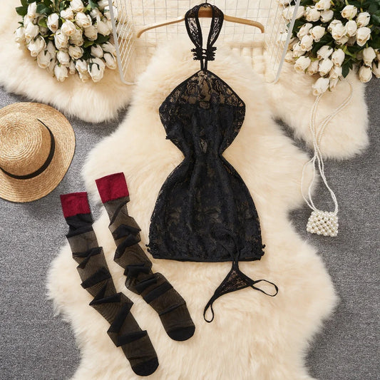 Nuisette Noire Dentelle Dos Nu – Coupe A Mini Vintage & Ultra Glamour