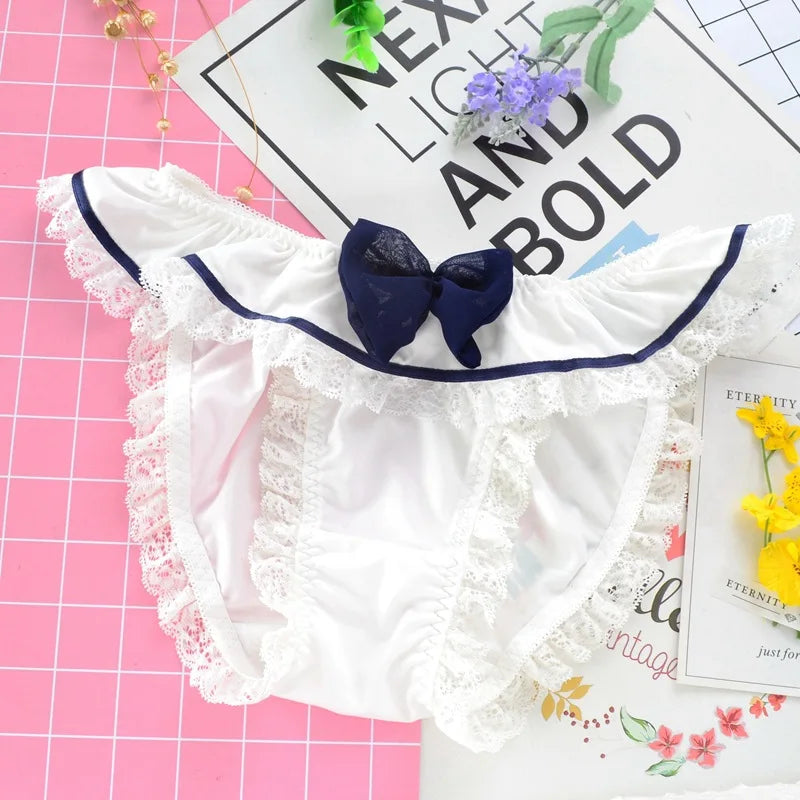 Culotte Cosplay “Sailor Ruffle” – Lingerie Sexy & Confortable, Détail Noeud Marin