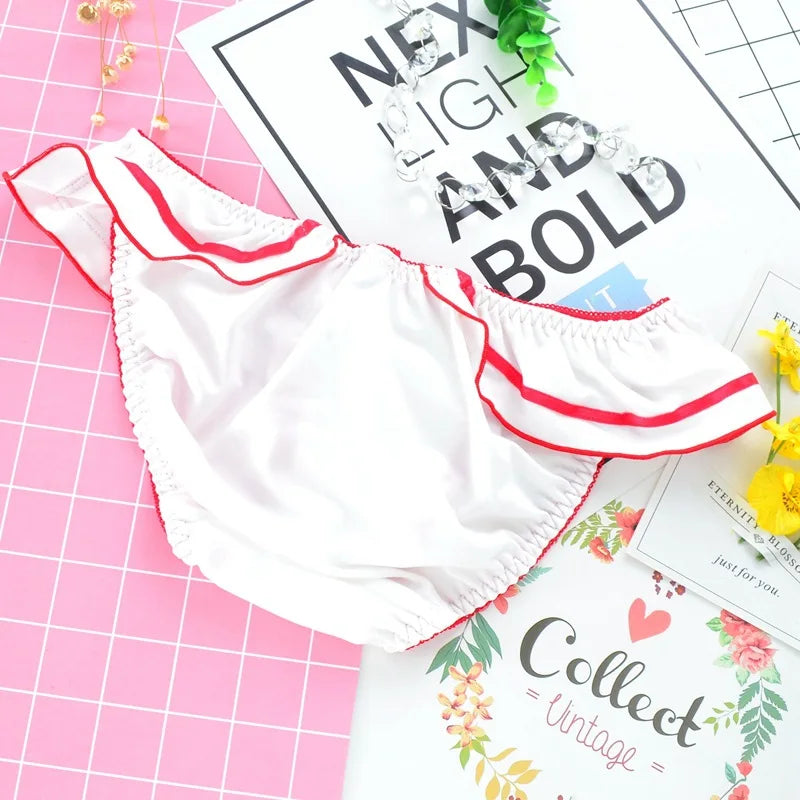 Culotte Cosplay “Sailor Ruffle” – Lingerie Sexy & Confortable, Détail Noeud Marin