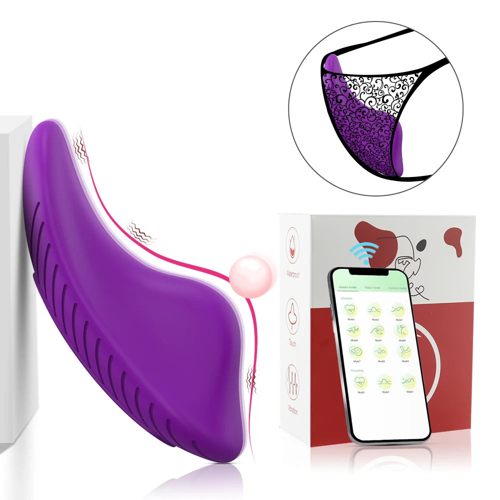 Vibromasseur Papillon Portatif – Télécommande & App Bluetooth, 10 Modes, Stimulateur Clitoridien Ultra Silencieux | Port Invisible & Sans Trace